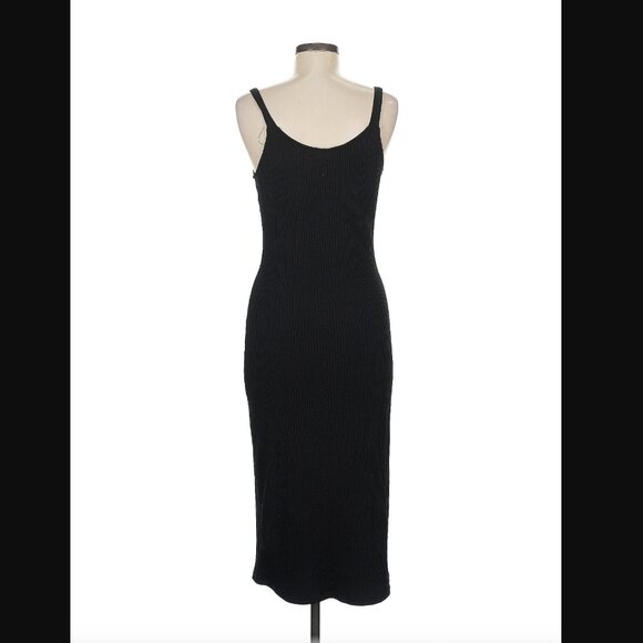 All in Favor Black Ribbed Button-Front Slip Dress – Size M - Picture 3 of 6